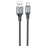 Кабель USB HOCO X86 Spear silicone USB - Type-C, 3A, 1 м, черный