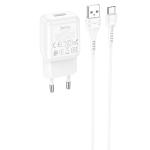 Сетевое зарядное устройство HOCO C96A 1xUSB с Кабелем USB - Type-C, 2.1A, 10W, белый