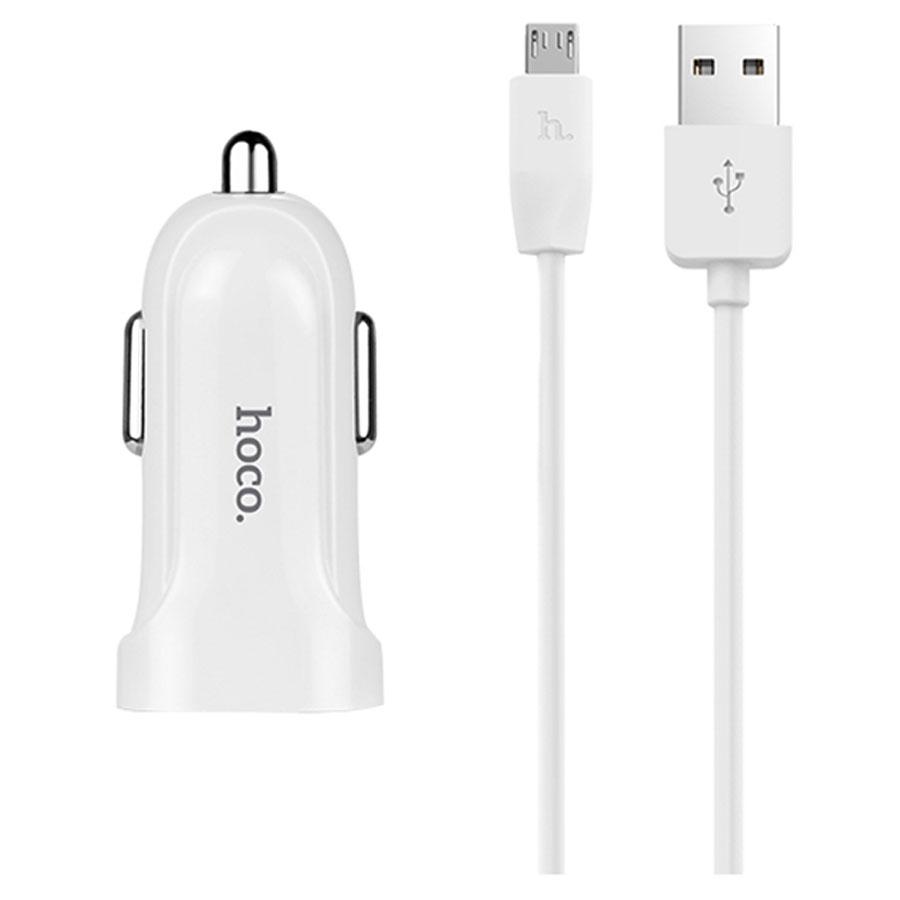 Автомобильное зарядное устройство HOCO Z2, 1xUSB с Кабелем USB - Micro, 1.5A, белый