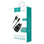 Сетевое зарядное устройство HOCO C11 Smart 1xUSB с Кабелем USB - Micro, 1A, 5W, черный