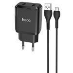 Сетевое зарядное устройство HOCO N7 Speedy 2xUSB с Кабелем USB - Micro, 2.1A, 10W, черный