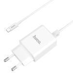 Сетевое зарядное устройство HOCO C62A Victoria 2xUSB с Кабелем USB - Micro, 2.1A, 10W, белый