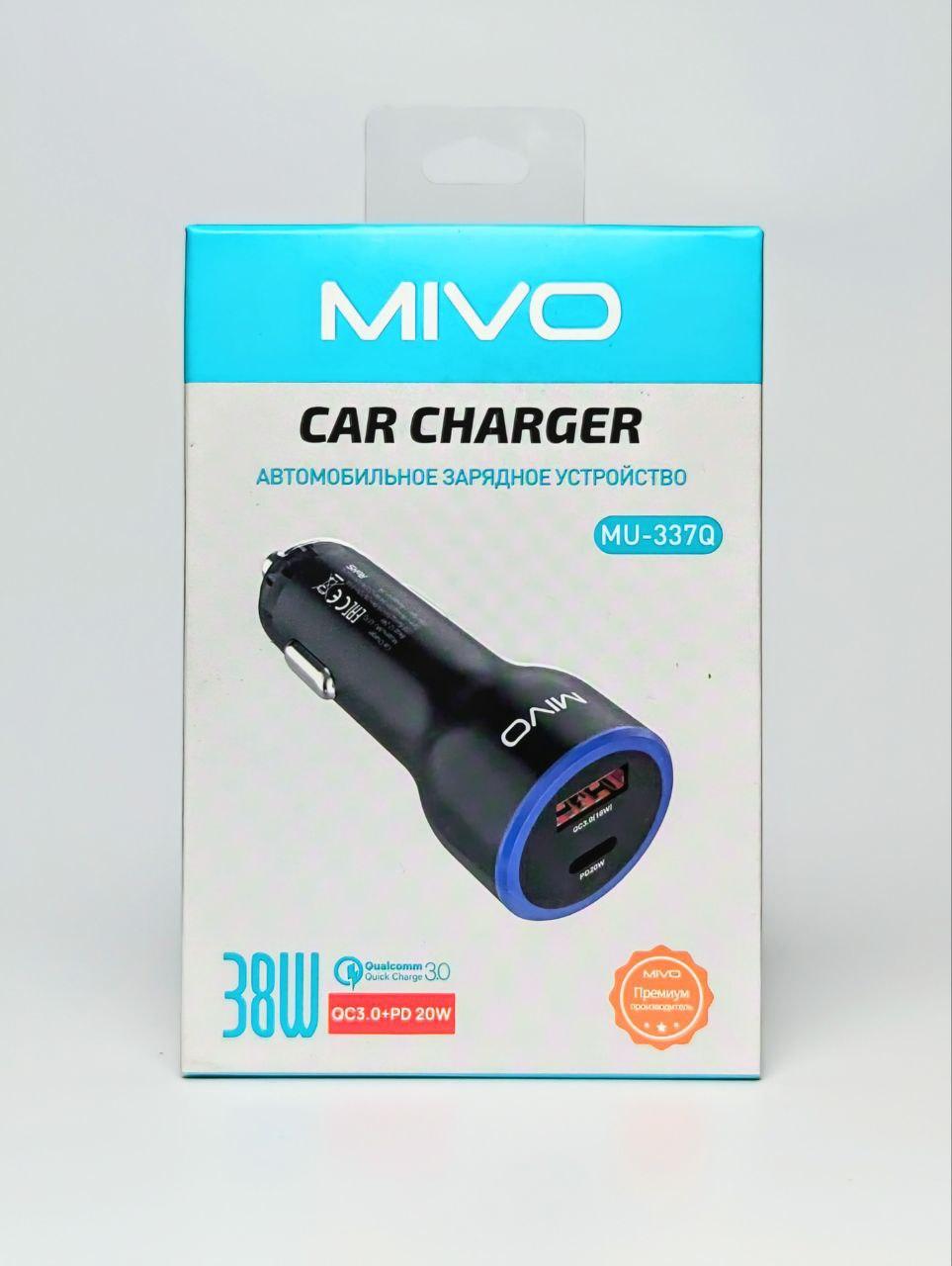 Автомобильное зарядное устройство Mivo MU-337Q / Type-C / USB / 38W