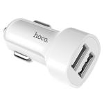 Автомобильное зарядное устройство HOCO Z2A, 2xUSB с Кабелем USB - Lightning, 2.4A, белый