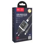 Сетевое зарядное устройство HOCO N1 Ardent 1xUSB с Кабелем USB - Micro, 2.4A, 10.8W, черный