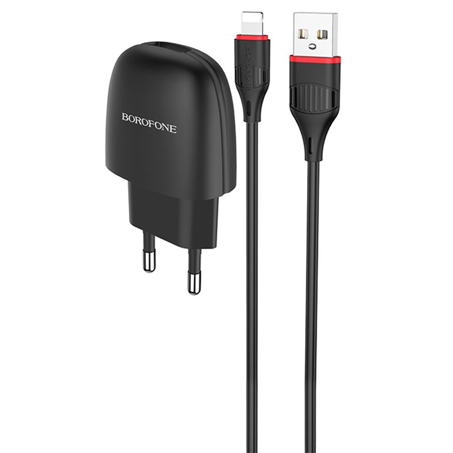 Сетевое зарядное устройство BOROFONE BA49A Vast 1xUSB с Кабелем USB - Lightning, 2.1A, черный