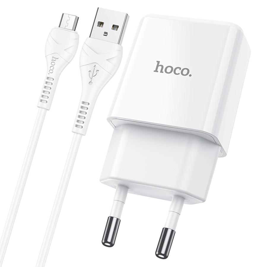 Сетевое зарядное устройство HOCO N9 Especial 1xUSB с Кабелем USB - Micro, 2.1A, 10W, белый