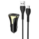 Автомобильное зарядное устройство HOCO Z31 Universe, 2xUSB с Кабелем USB - Micro, 3.4A, 18W, черный