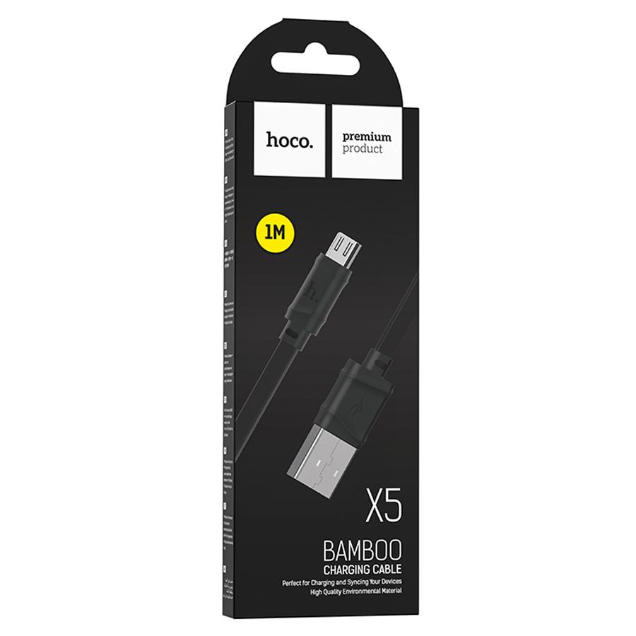 Кабель USB HOCO X5 Bambo USB - MicroUSB, 2.4А, 1 м, черный