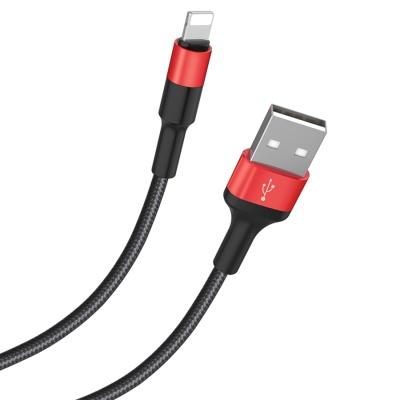 Кабель USB HOCO X26 Xpress USB - Lightning, 2А, 1 м, черный+красный