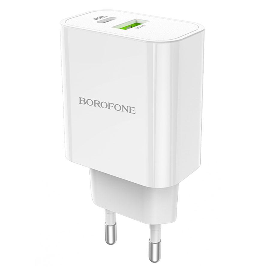 Сетевое зарядное устройство BOROFONE BA55A Crown speed 1xUSB + 1xUSB-C, 3.0A, 18W, белый