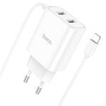 Сетевое зарядное устройство HOCO C103A Courser 2xUSB с Кабелем Lightning, 2.1A, 10.5W, белый