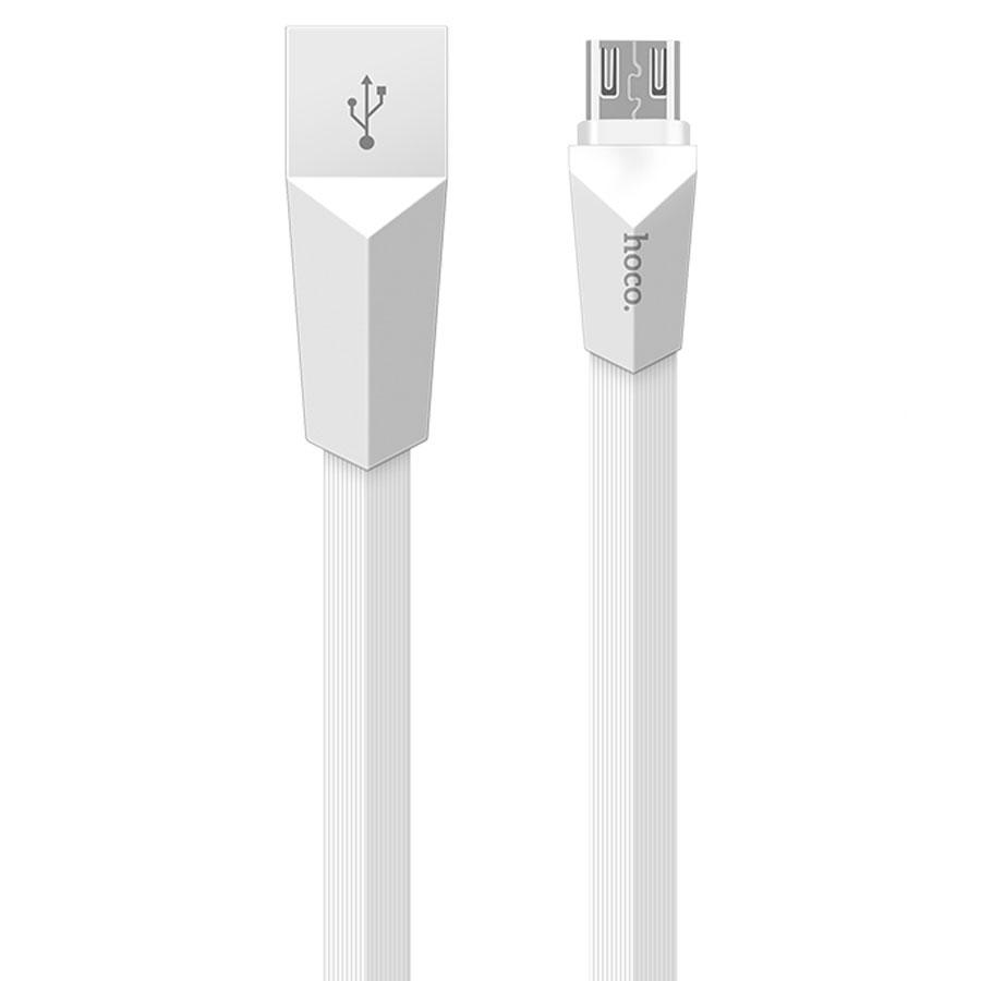 Кабель USB HOCO X4 Zinc Alloy USB - MicroUSB, 2.4А, 1.2 м, белый