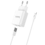 Сетевое зарядное устройство HOCO C62A Victoria 2xUSB с Кабелем USB - Lightning, 2.1A, 10.8W, белый