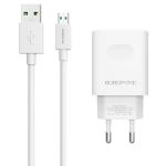 Сетевое зарядное устройство BOROFONE BA32A Bright power 1xUSB с Кабелем USB - Micro, 3A, 18W, белый