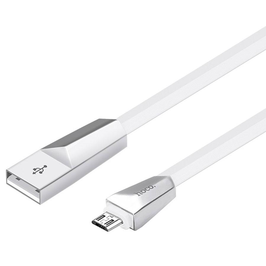 Кабель USB HOCO X4 Zinc Alloy USB - MicroUSB, 2.4А, 1.2 м, белый