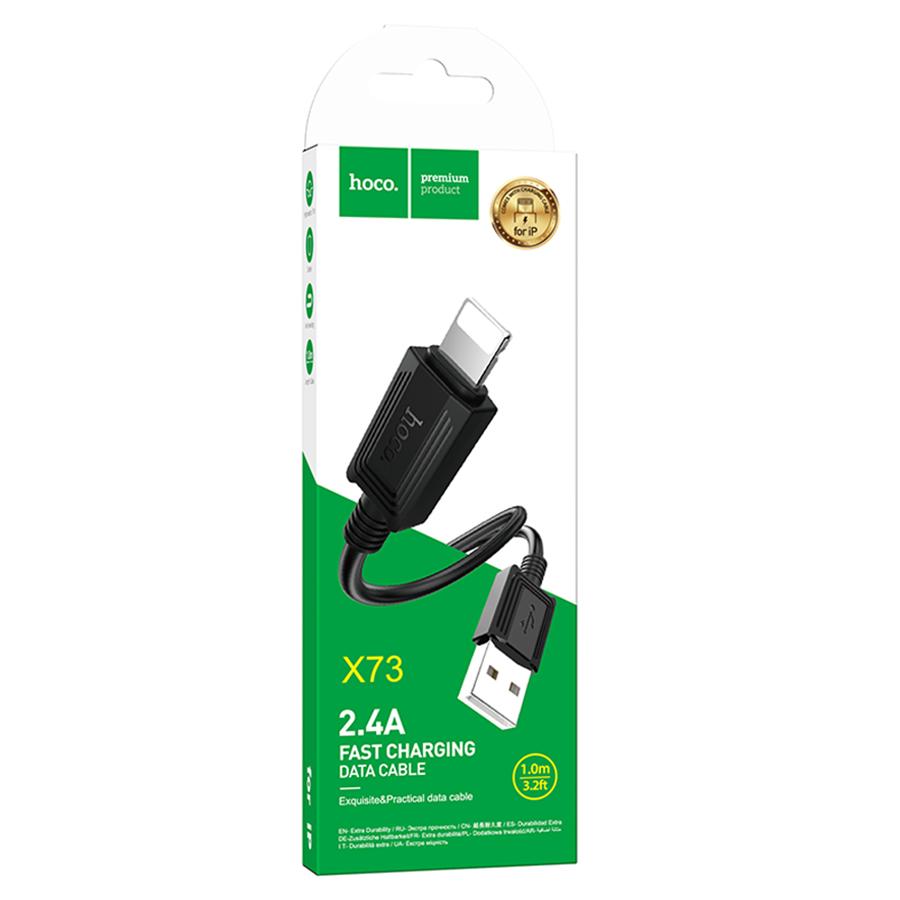 Кабель USB HOCO X73 USB - Lightning, 2.4А, 1 м, черный