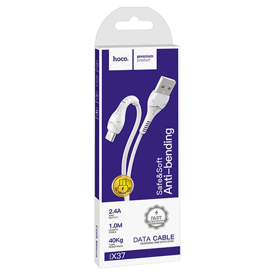 Кабель USB HOCO X37 Cool USB - MicroUSB, 2.4А, 1 м, белый