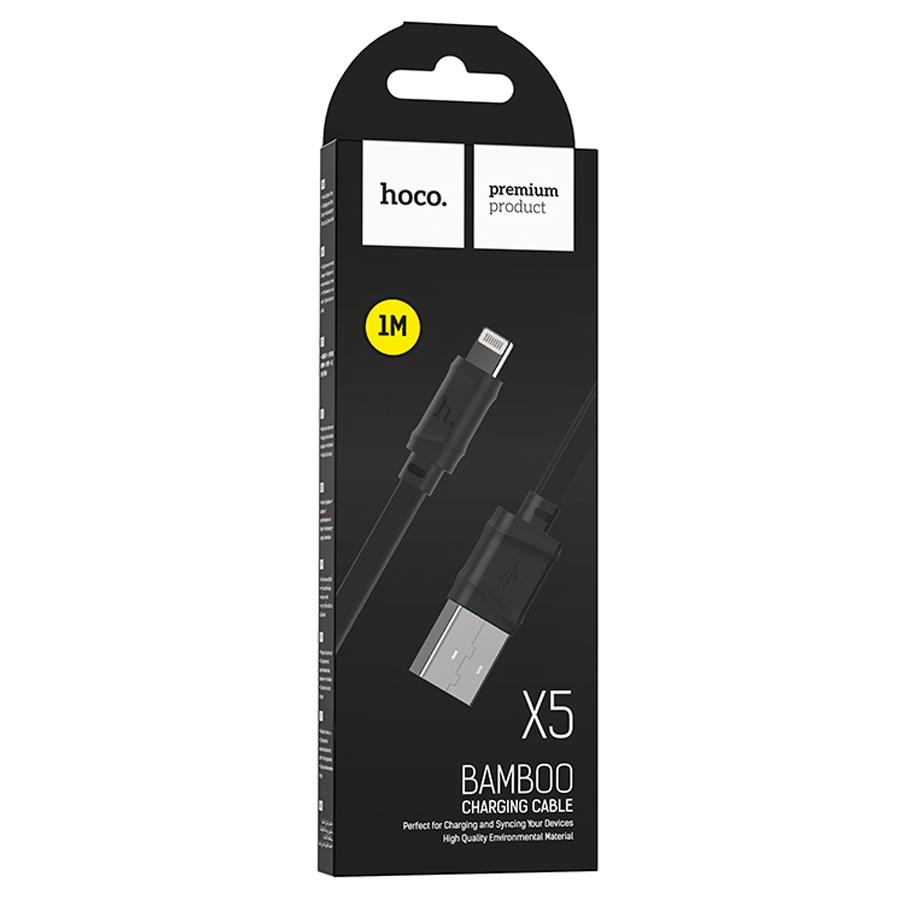 Кабель USB HOCO X5 Bambo USB - Lightning, 2.4А, 1 м, черный