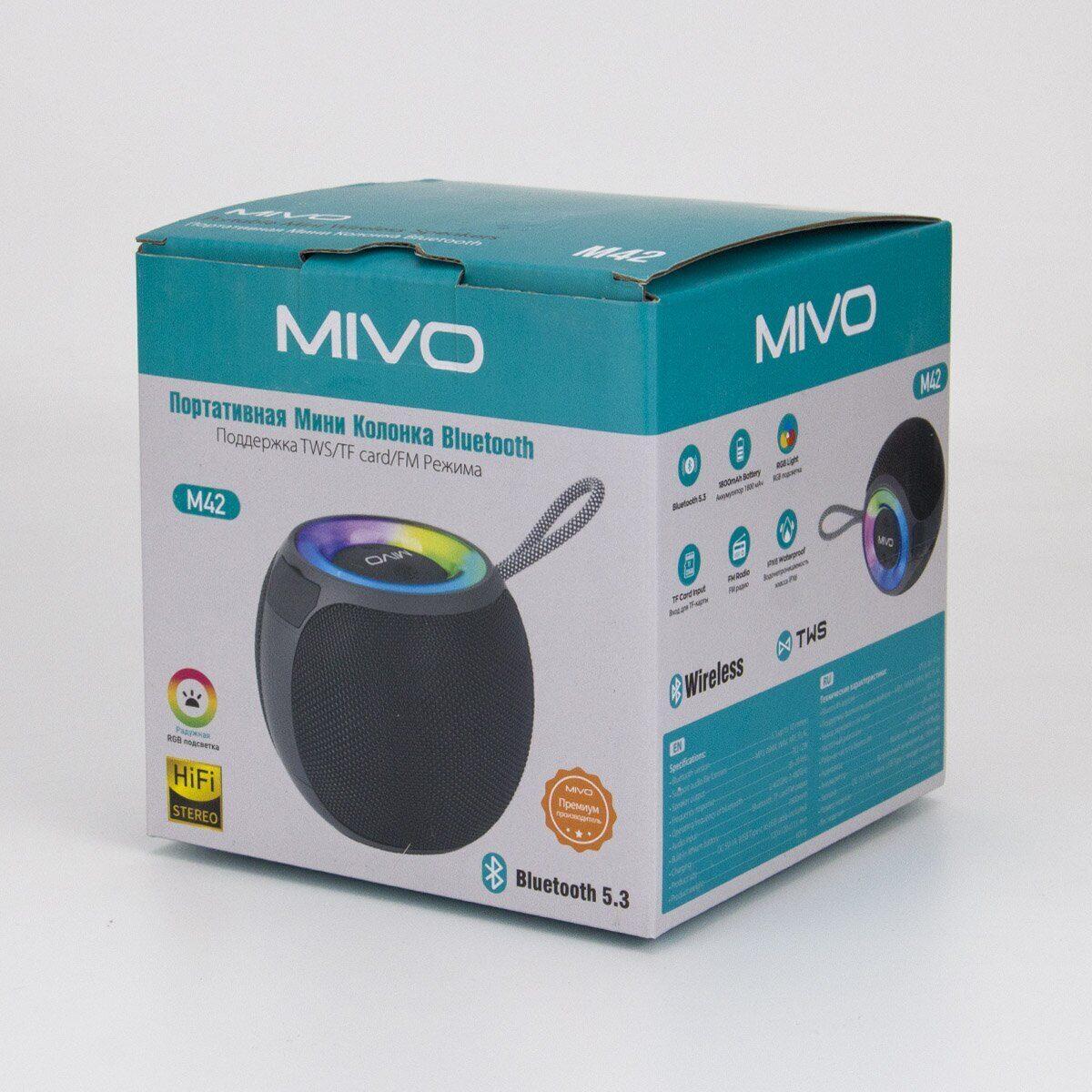 Портативная Bluetooth колонка Mivo M42 /IPX6/FM/RGB/12W