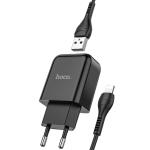 Сетевое зарядное устройство HOCO N2 Vigour single 1xUSB с Кабелем USB - Lightning, 2A, 10W, черный