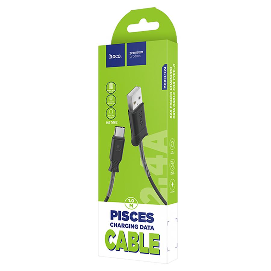 Кабель USB HOCO X24 Pisces USB - Type-C, 2.4А, 1 м, черный