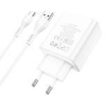 Сетевое зарядное устройство HOCO C102A Fuerza 4xUSB с Кабелем USB - Type-C, 2.1A, 28,5W, белый