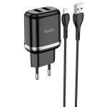 Сетевое зарядное устройство HOCO N4 Aspiring 2xUSB с Кабелем USB - Lightning, 2.4A, 10.8W, черный