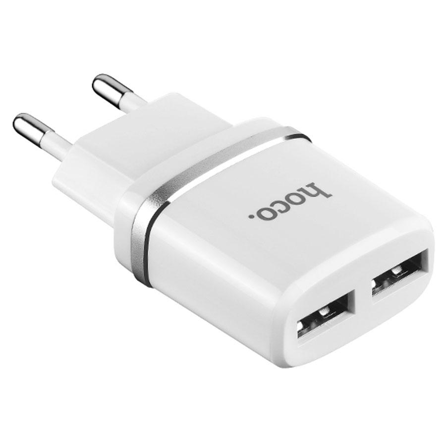 Сетевое зарядное устройство HOCO C12 Smart 2xUSB с Кабелем USB - Micro, 2.4A, белый