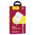 Сетевое зарядное устройство HOCO N7 Speedy 2xUSB с Кабелем USB - Micro, 2.1A, 10W, белый