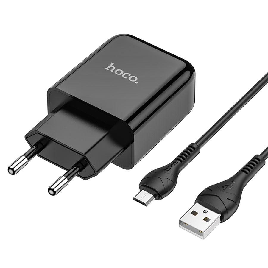 Сетевое зарядное устройство HOCO N2 Vigour single 1xUSB с Кабелем USB - Micro, 2A, 10W, черный