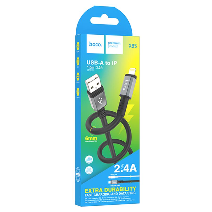 Кабель USB HOCO X85 Strength USB - Lightning, 2.4А, 1 м, черный