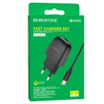 Сетевое зарядное устройство BOROFONE BA49A Vast 1xUSB с Кабелем USB - Lightning, 2.1A, черный