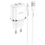 Сетевое зарядное устройство HOCO N4 Aspiring 2xUSB с Кабелем USB - Lightning, 2.4A, 10.8W, белый