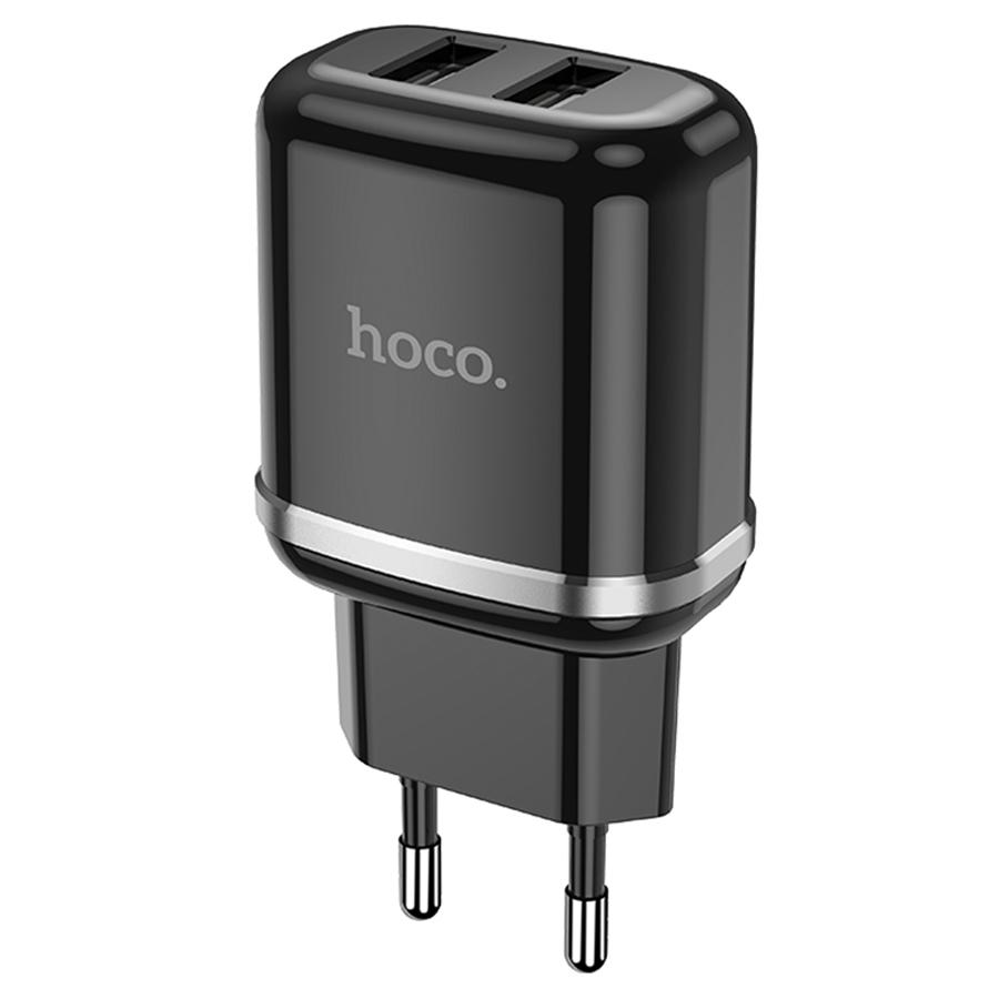 Сетевое зарядное устройство HOCO N4 Aspiring 2xUSB, 2.4A, 10.8W, черный