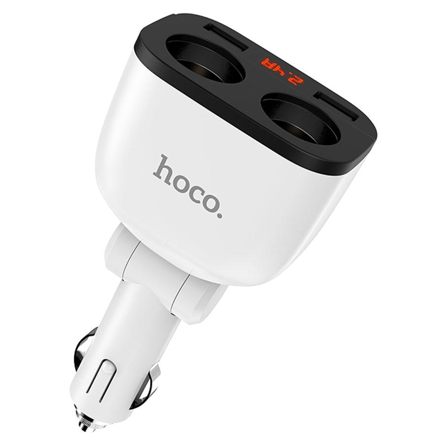 Автомобильное зарядное устройство HOCO Z28 Power Ocean, 2xUSB + 2 прикуриватель, 3.1A, 160W, белый