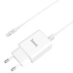 Сетевое зарядное устройство HOCO C62A Victoria 2xUSB с Кабелем USB - Lightning, 2.1A, 10.8W, белый