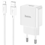 Сетевое зарядное устройство HOCO C106A 1xUSB с Кабелем USB - Lightning, 2.1A, 10.5W, белый